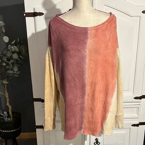 We The Free Pink and Cream Colorblock Sweatshirt